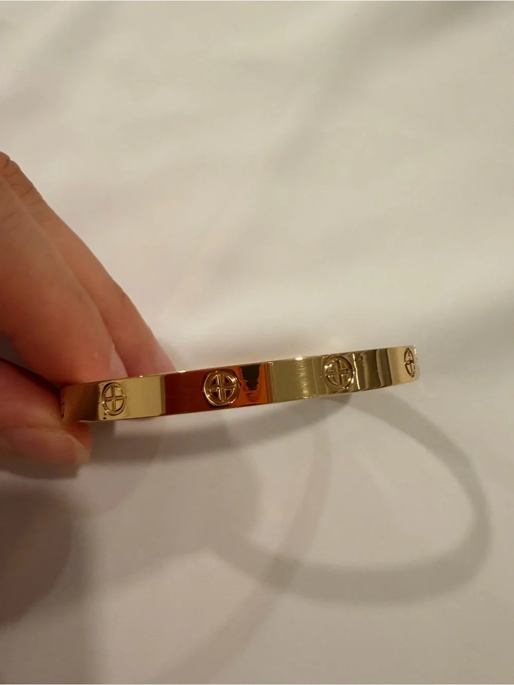 Anthropologie Gold Tone Screw-Accent Bangle Bracelet